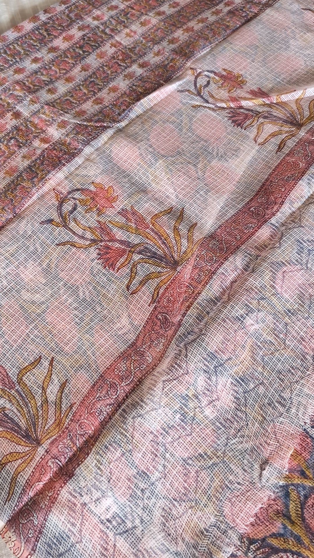 Printed Kota Doria saree