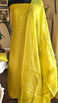 Kota Doria  lime green discharge 4 piece print set