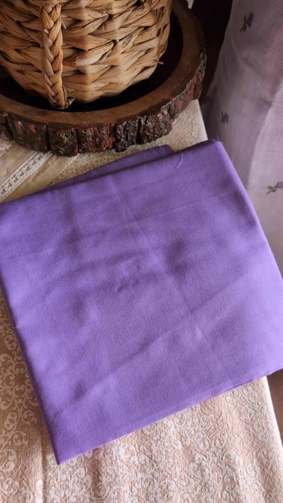Lavender linen cotton work set