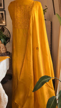 Mul chanderi chikkankari set