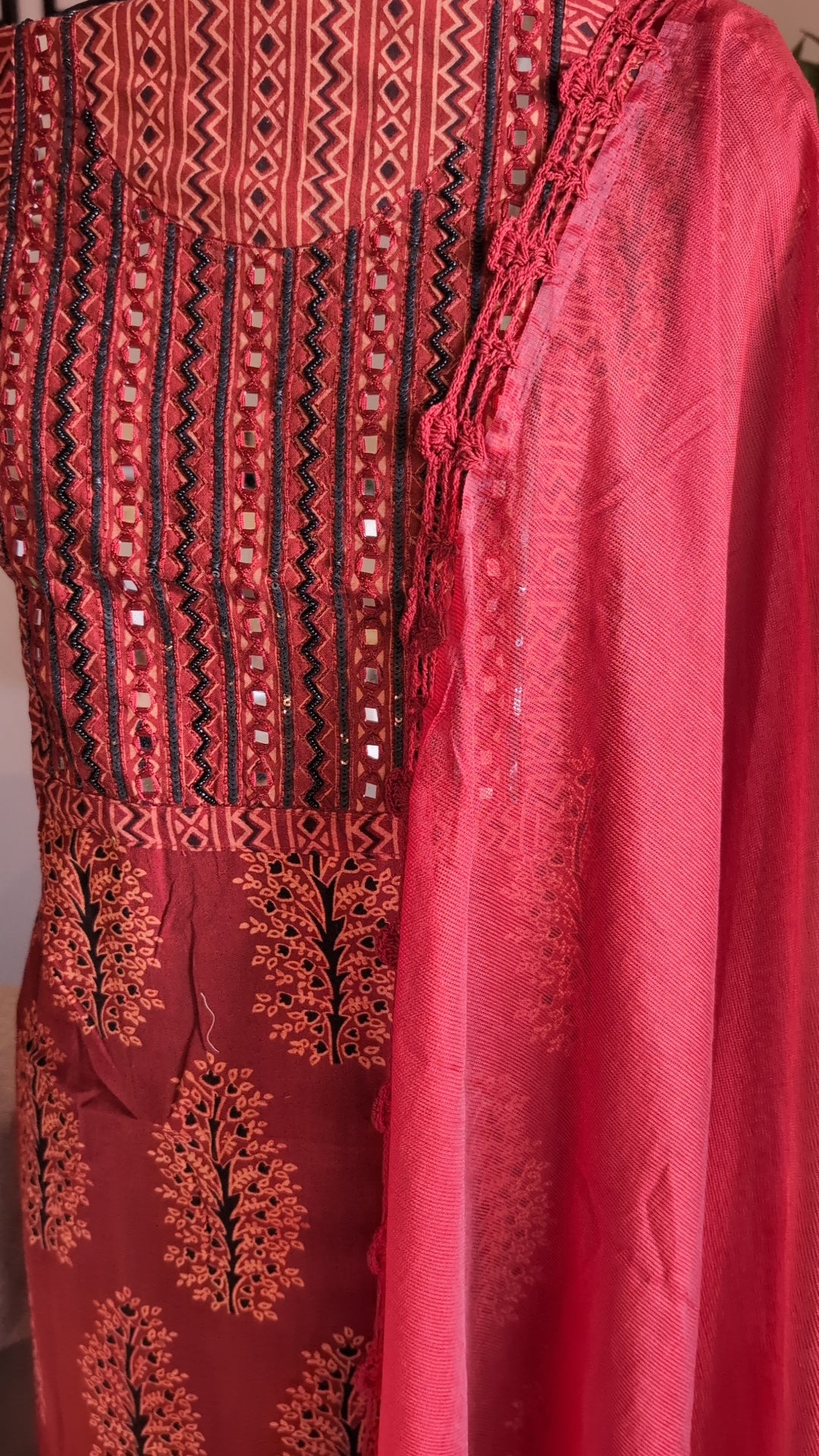 Cotton printed handwork yoke set