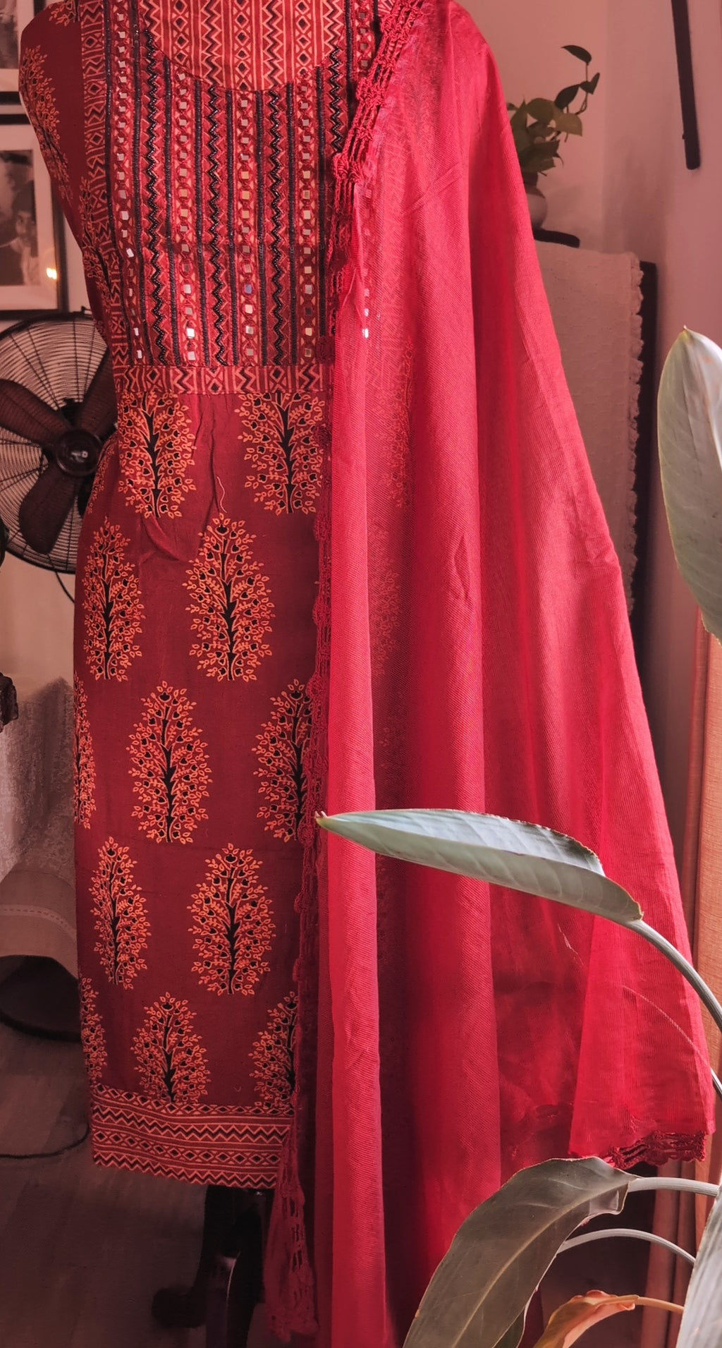 Cotton printed handwork yoke set