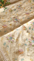 Soft Chanderi Floral pastel work