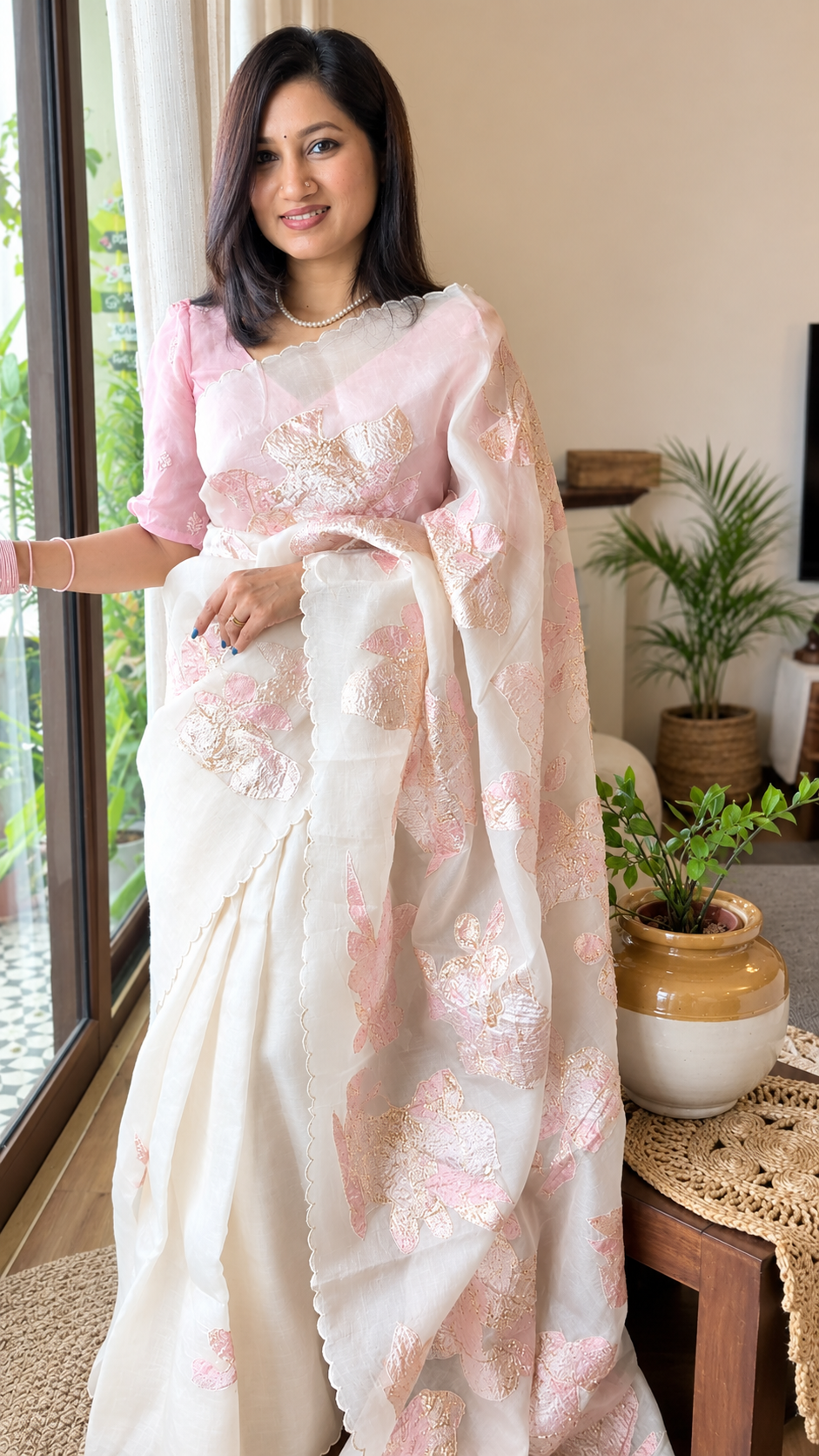 Pure Organza tissue crush applique