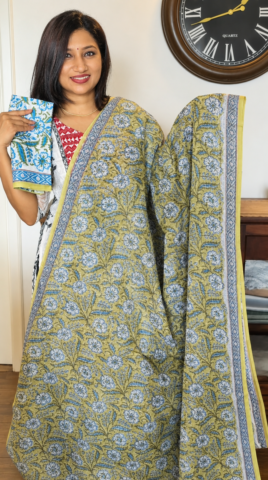 Printed Kota Doria saree