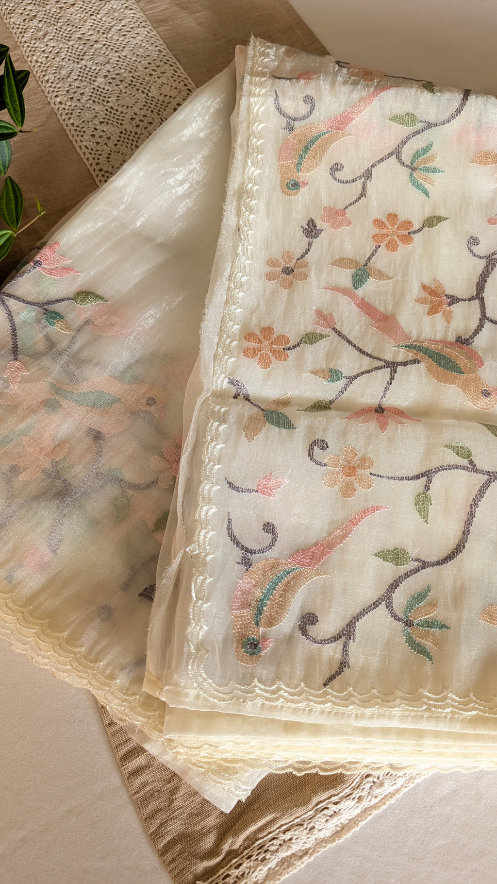 Glass tissue organza saree