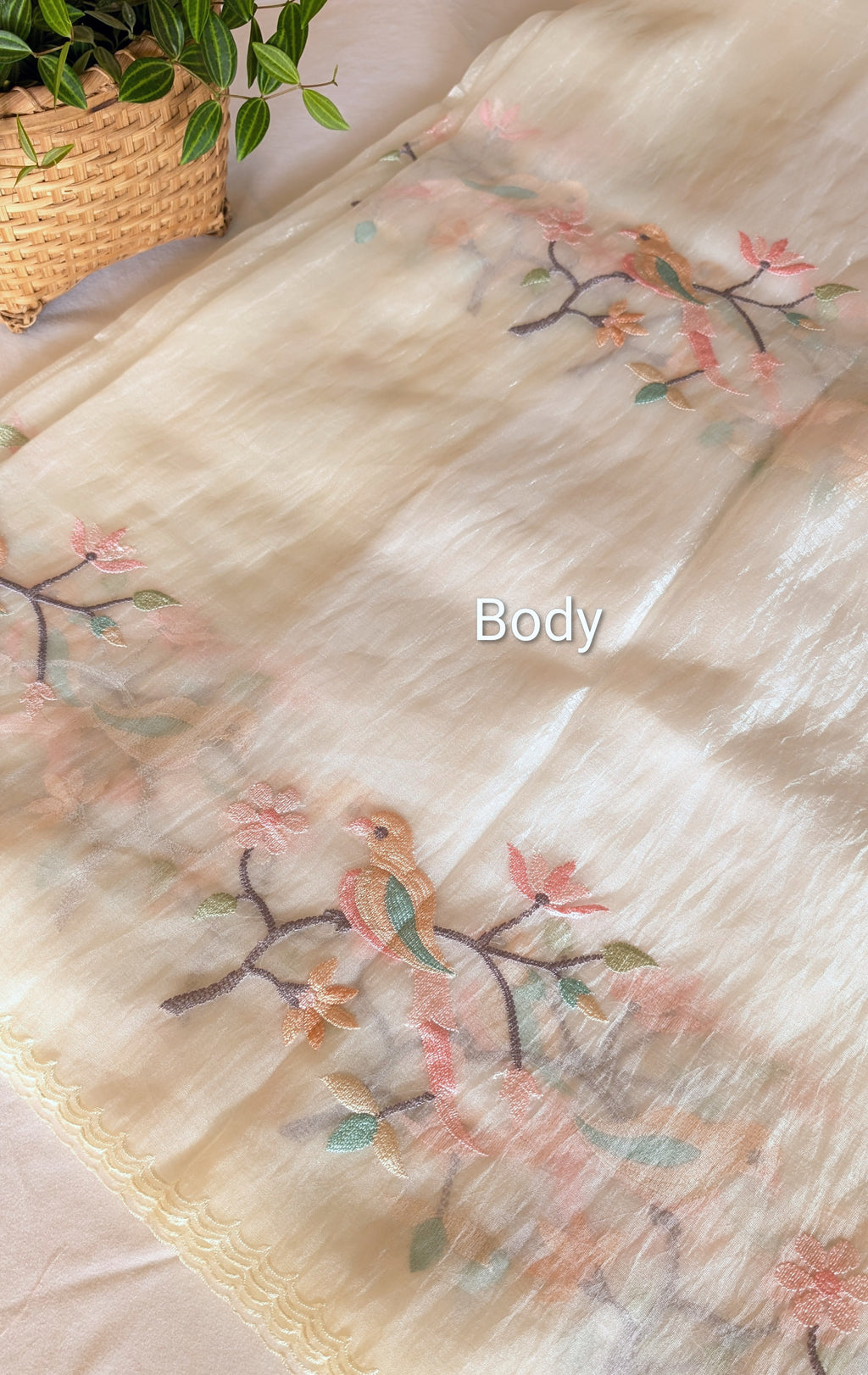 Glass tissue organza saree