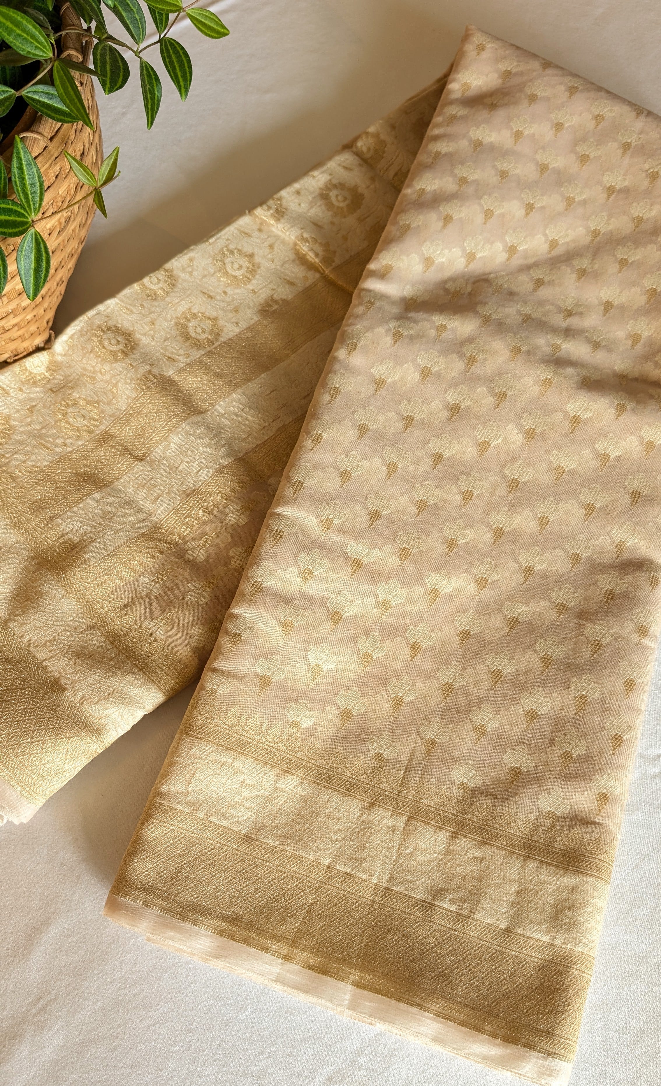 Chanderi golden beige saree