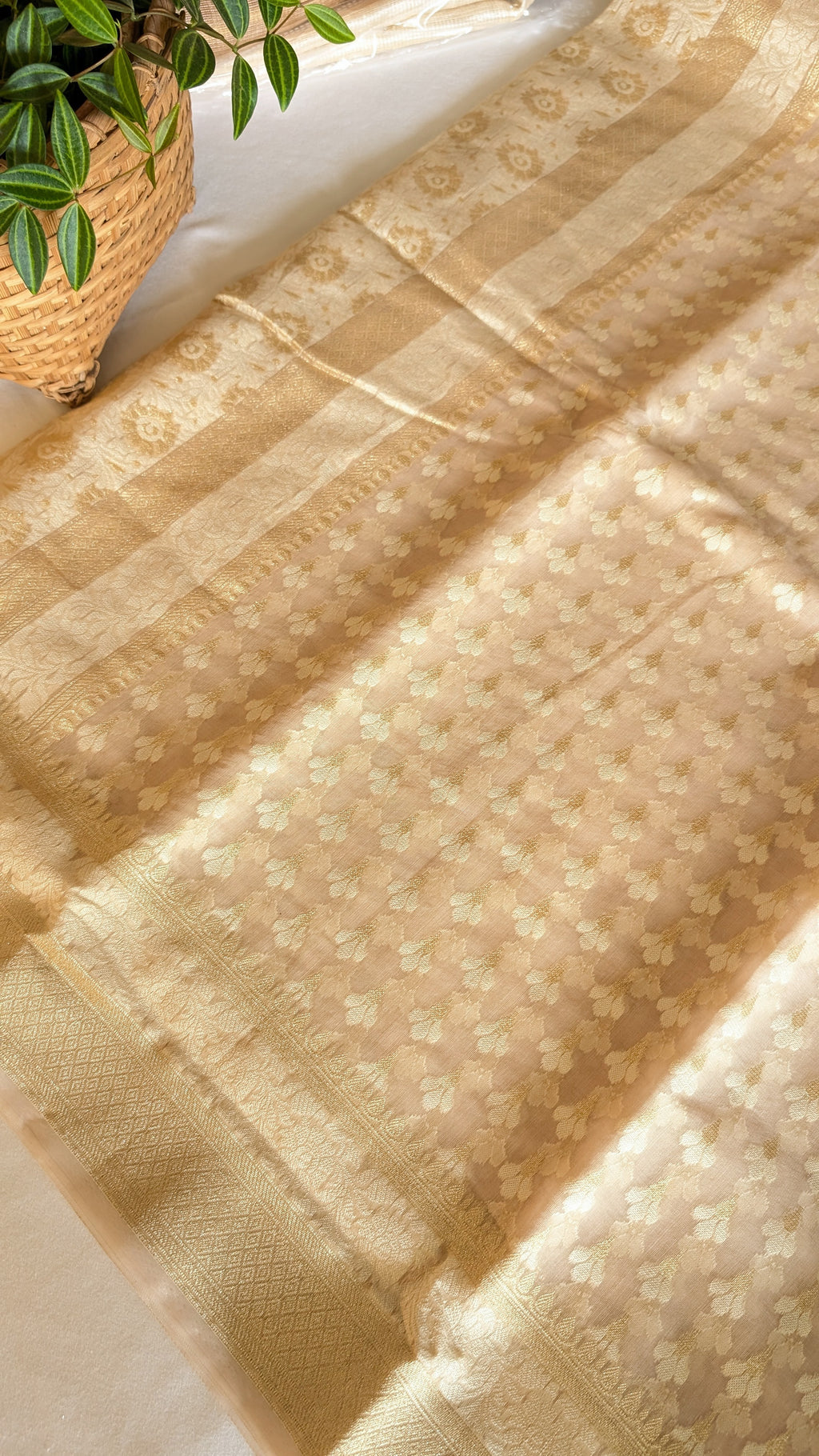 Chanderi golden beige saree