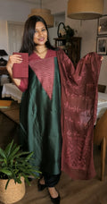 Bottle green Chanderi set