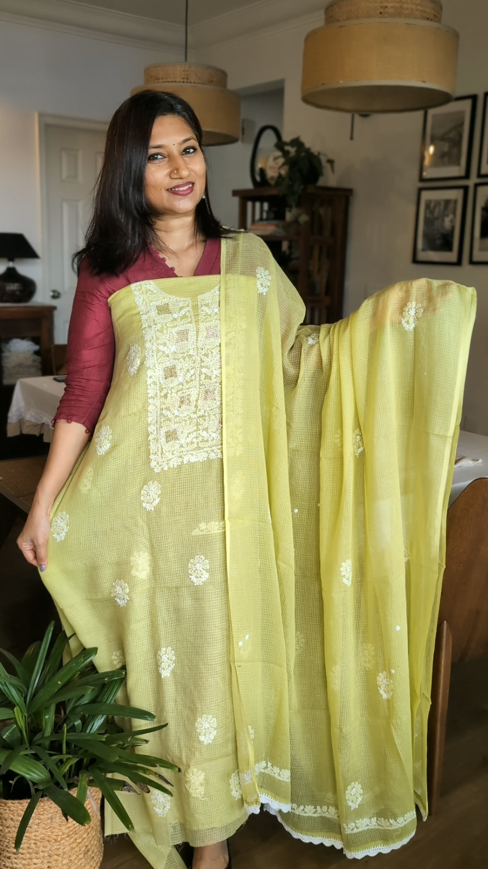 apple green Chikkankari salwar set
