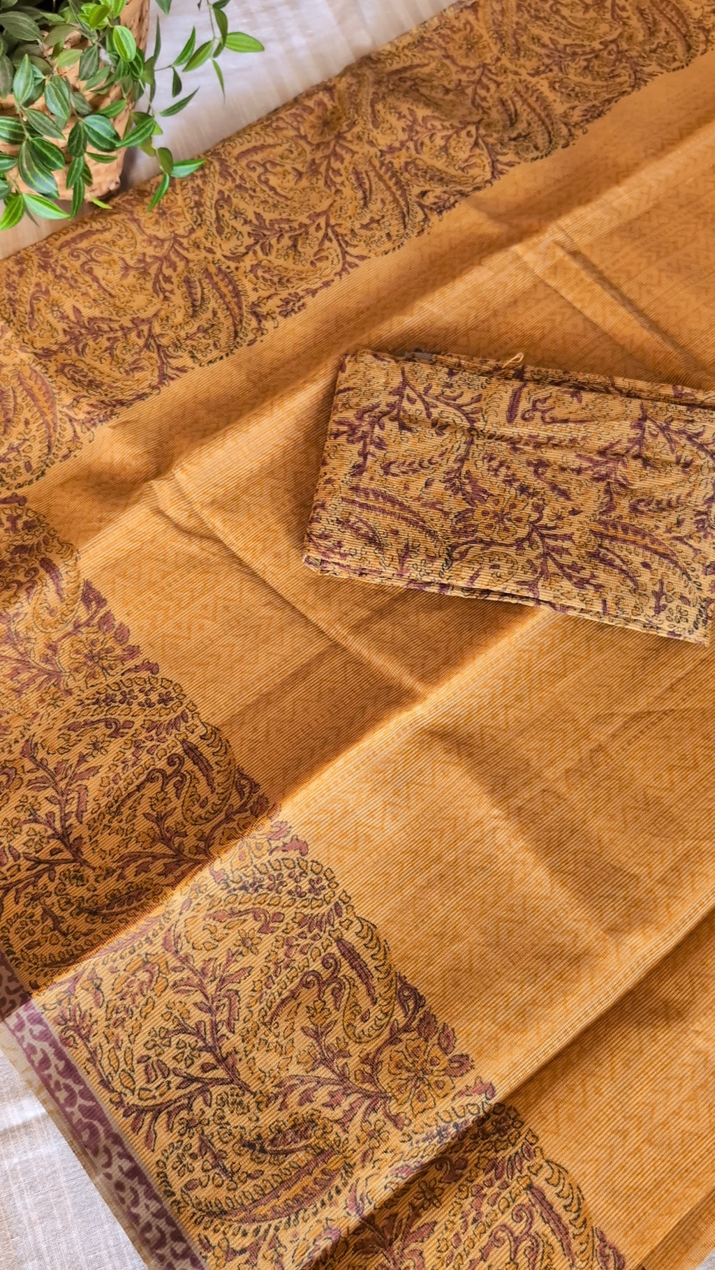 Net kota printed saree-Methi brown