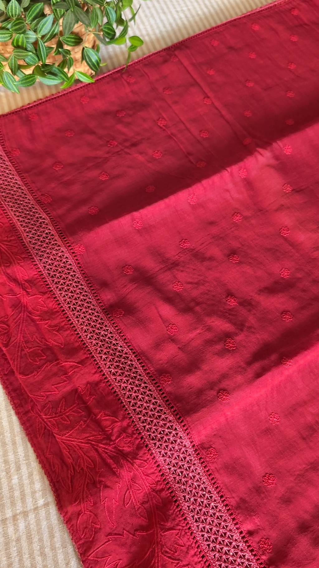 Mul chanderi applique woven saree