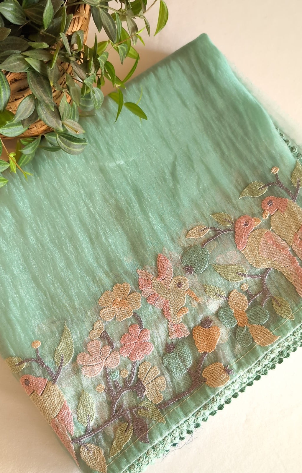 Glass tissue organza saree