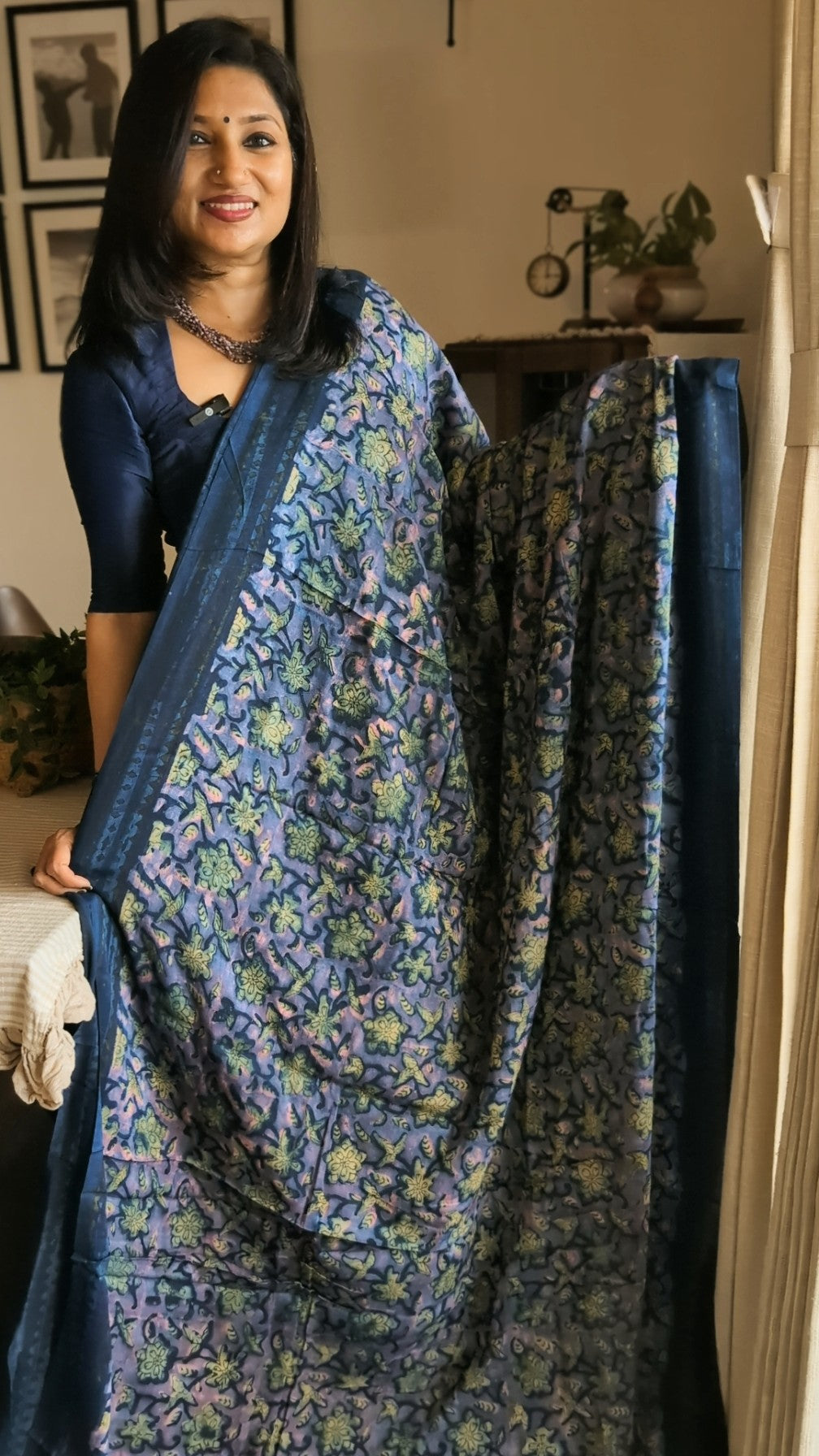 Modal silk pomegranate printed saree