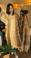Pen kalamkari printed tusser set