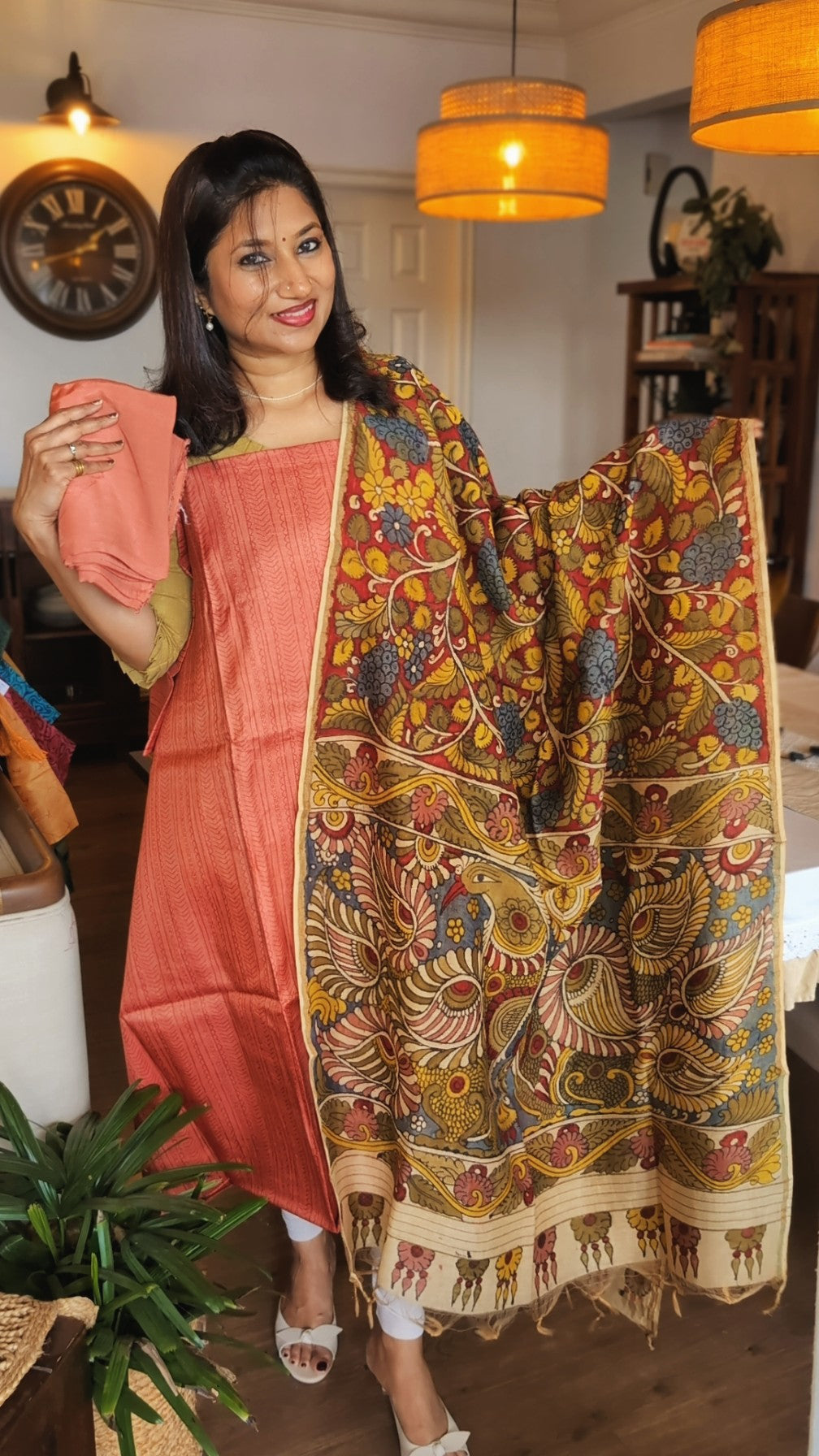 Pen kalamkari tusser silk set