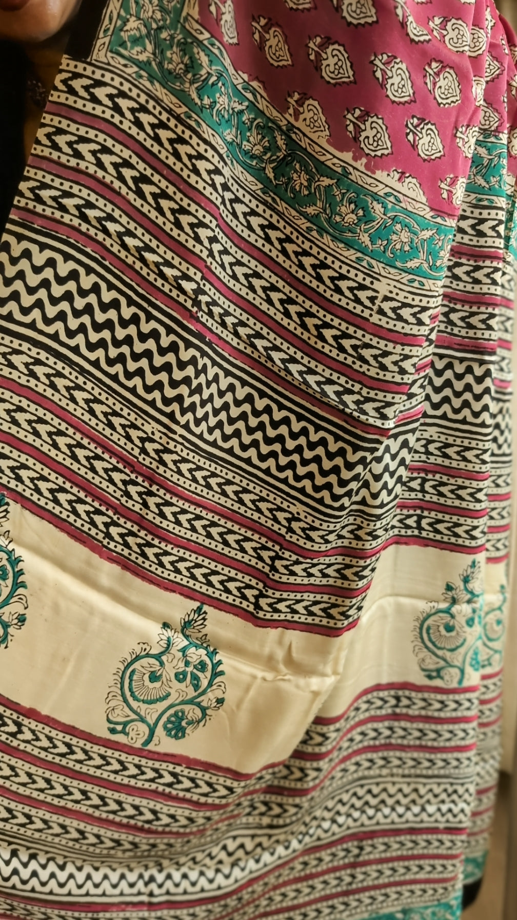 Modal silk ajrakh printed saree