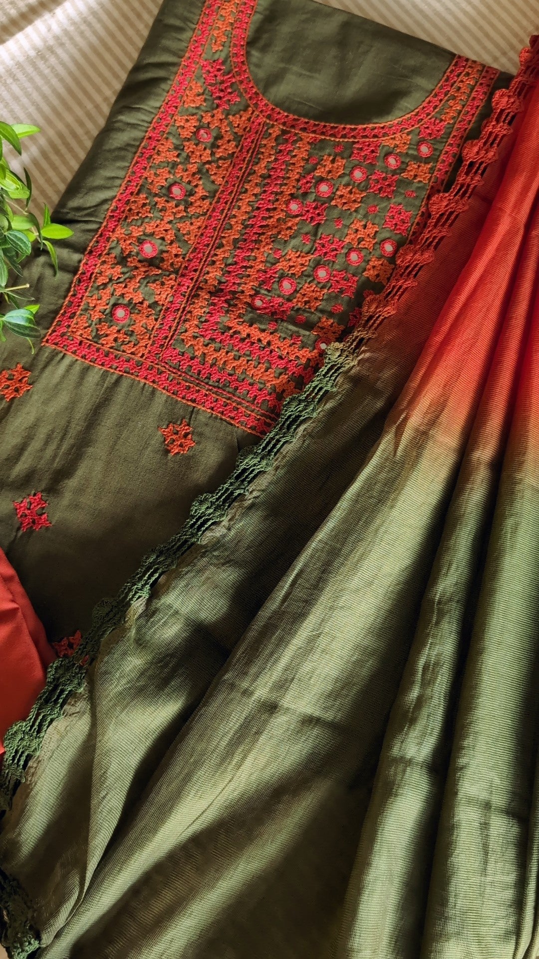Kutch work cotton set