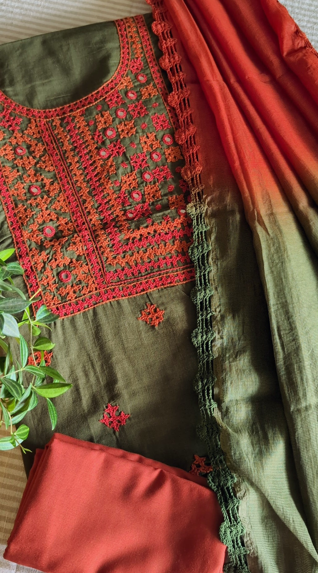 Kutch work cotton set