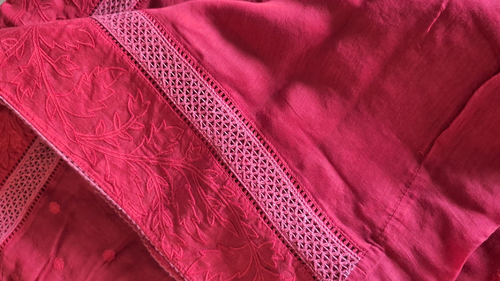Mul chanderi applique woven saree