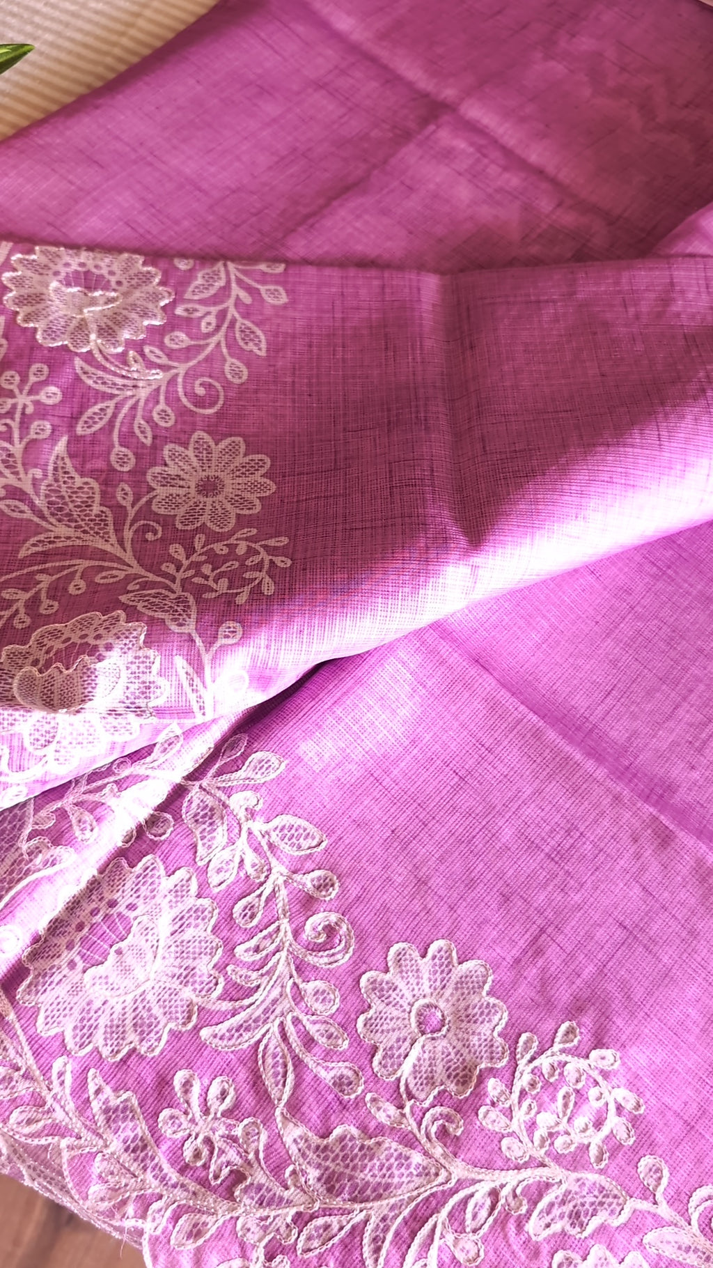 Silky kota embroidery saree