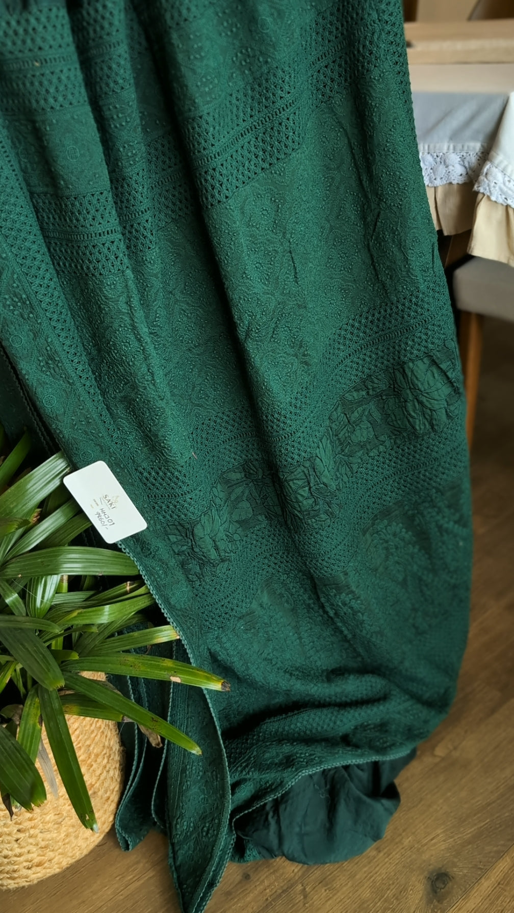 Jacquard woven chikkankari saree