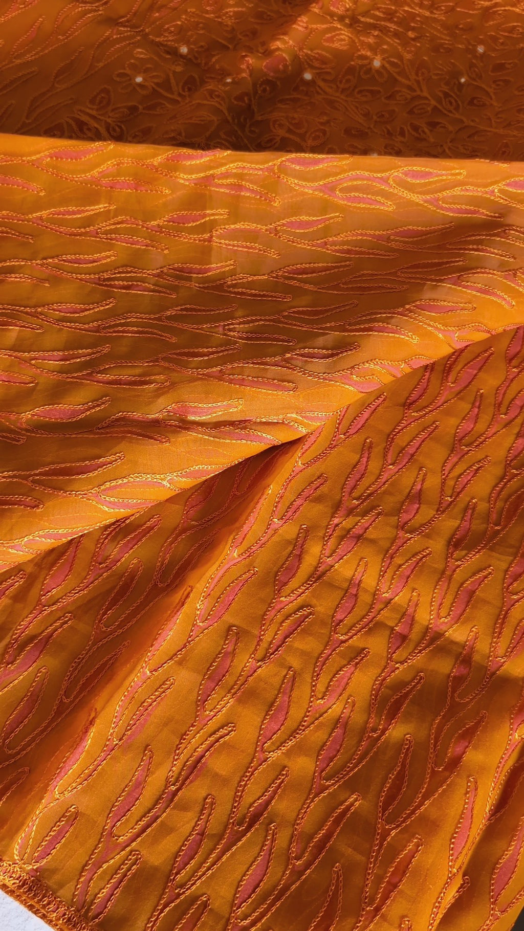 Organza thread work saree