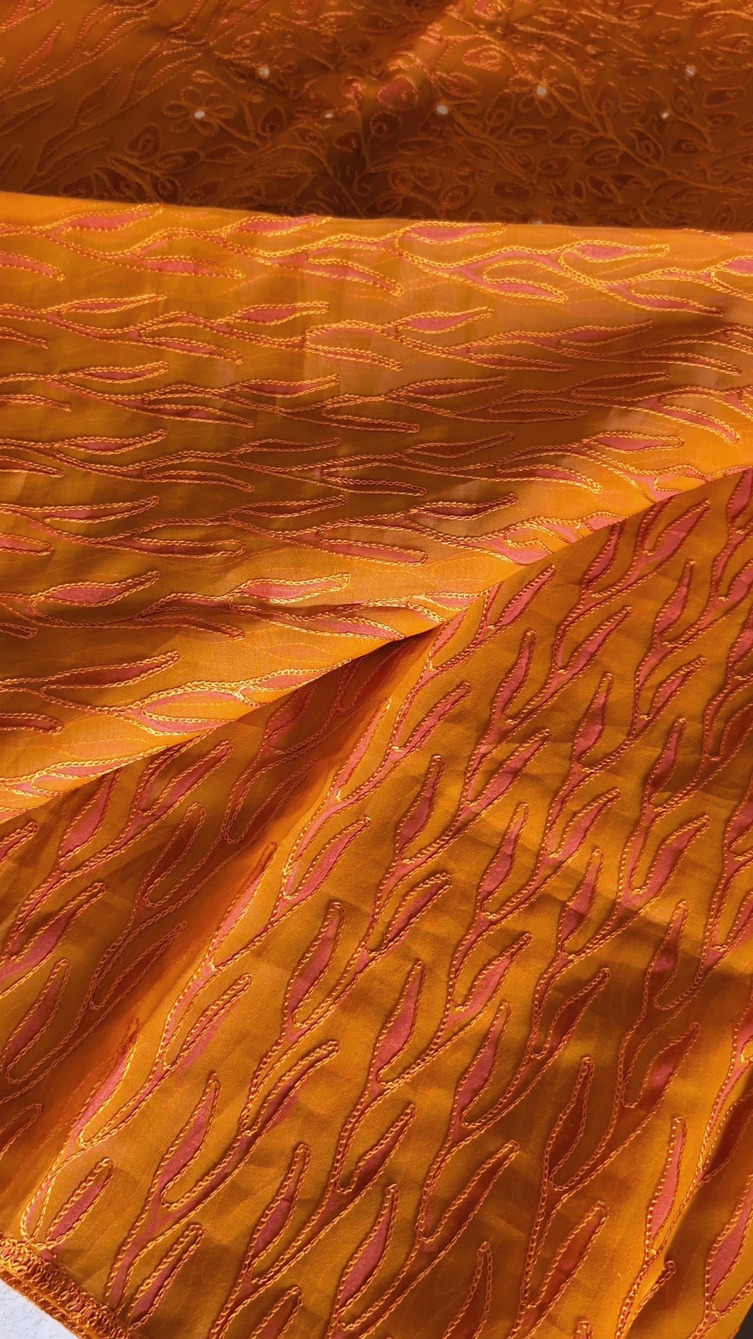 Organza thread work saree