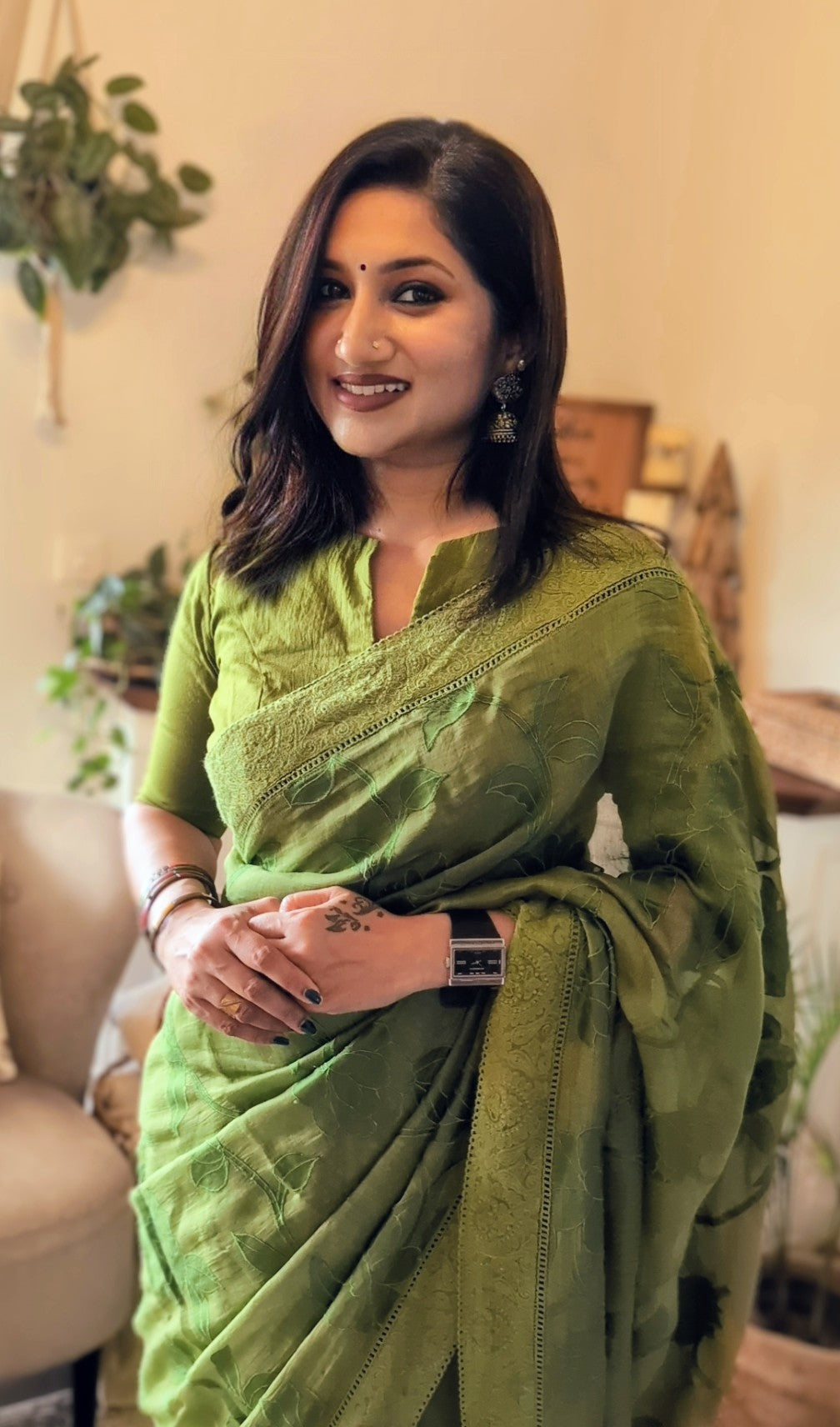 Chanderi Applique Saree