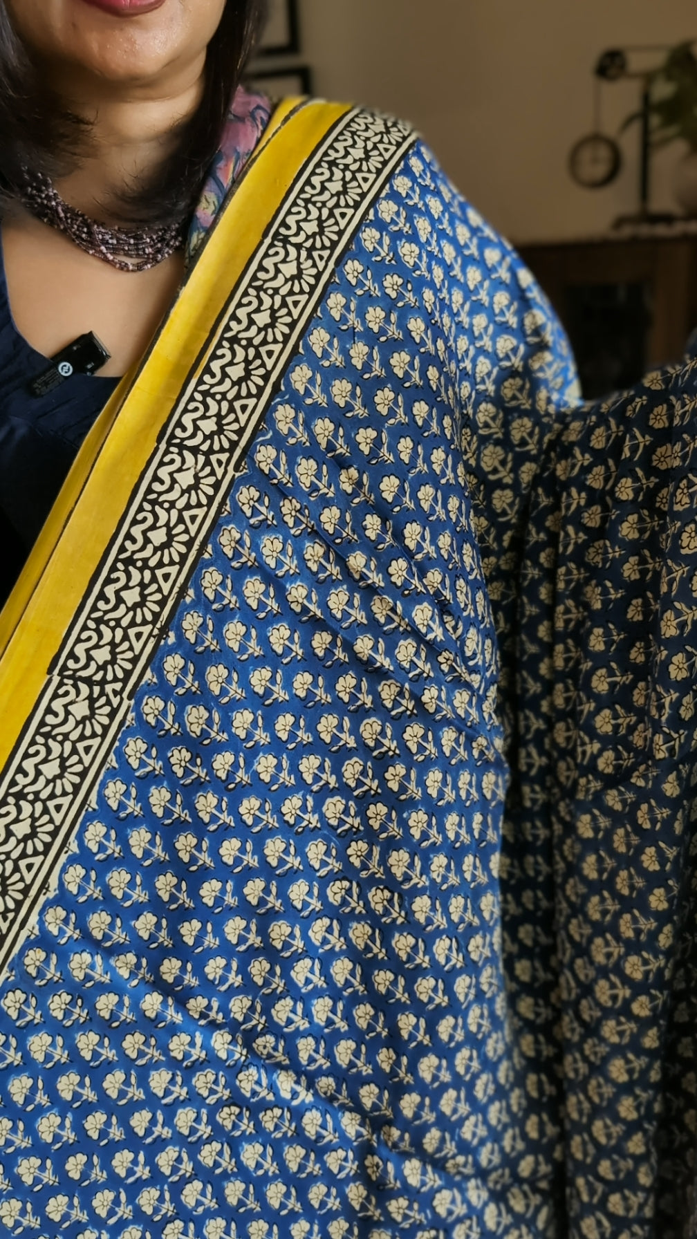 Modal silk ajrakh printed saree
