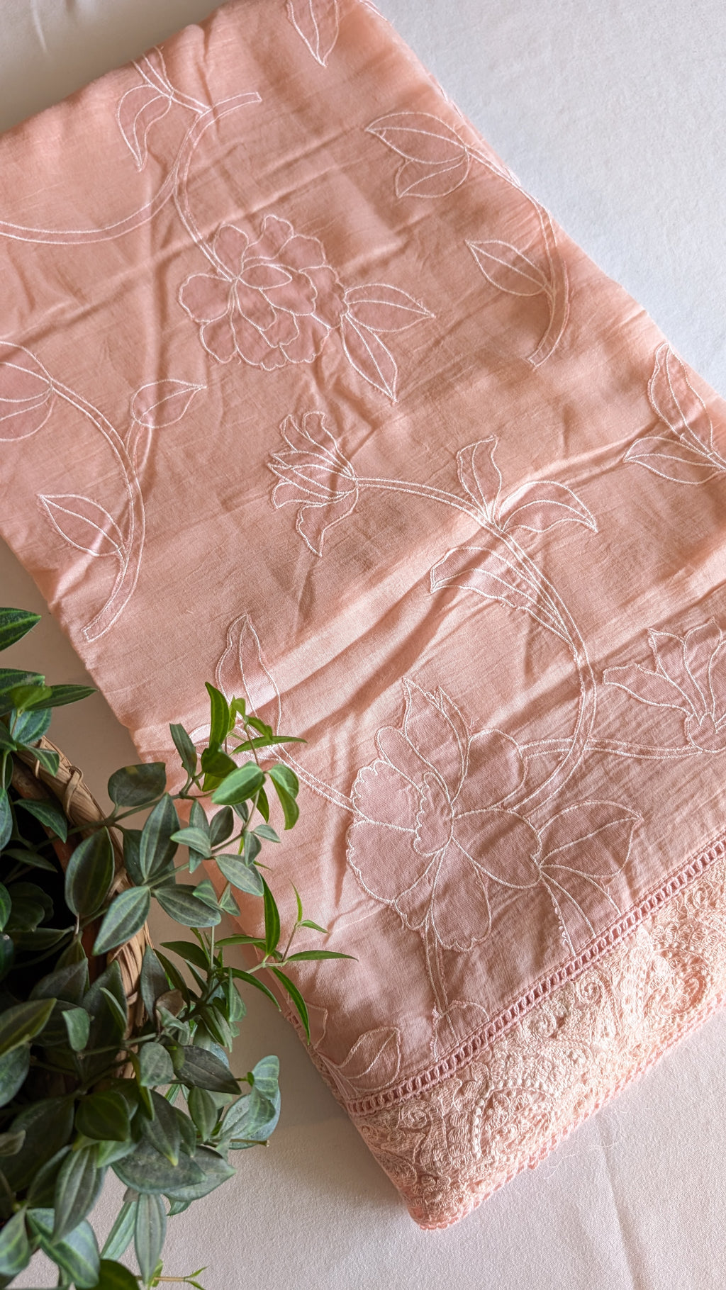 Mul chanderi Applique work saree