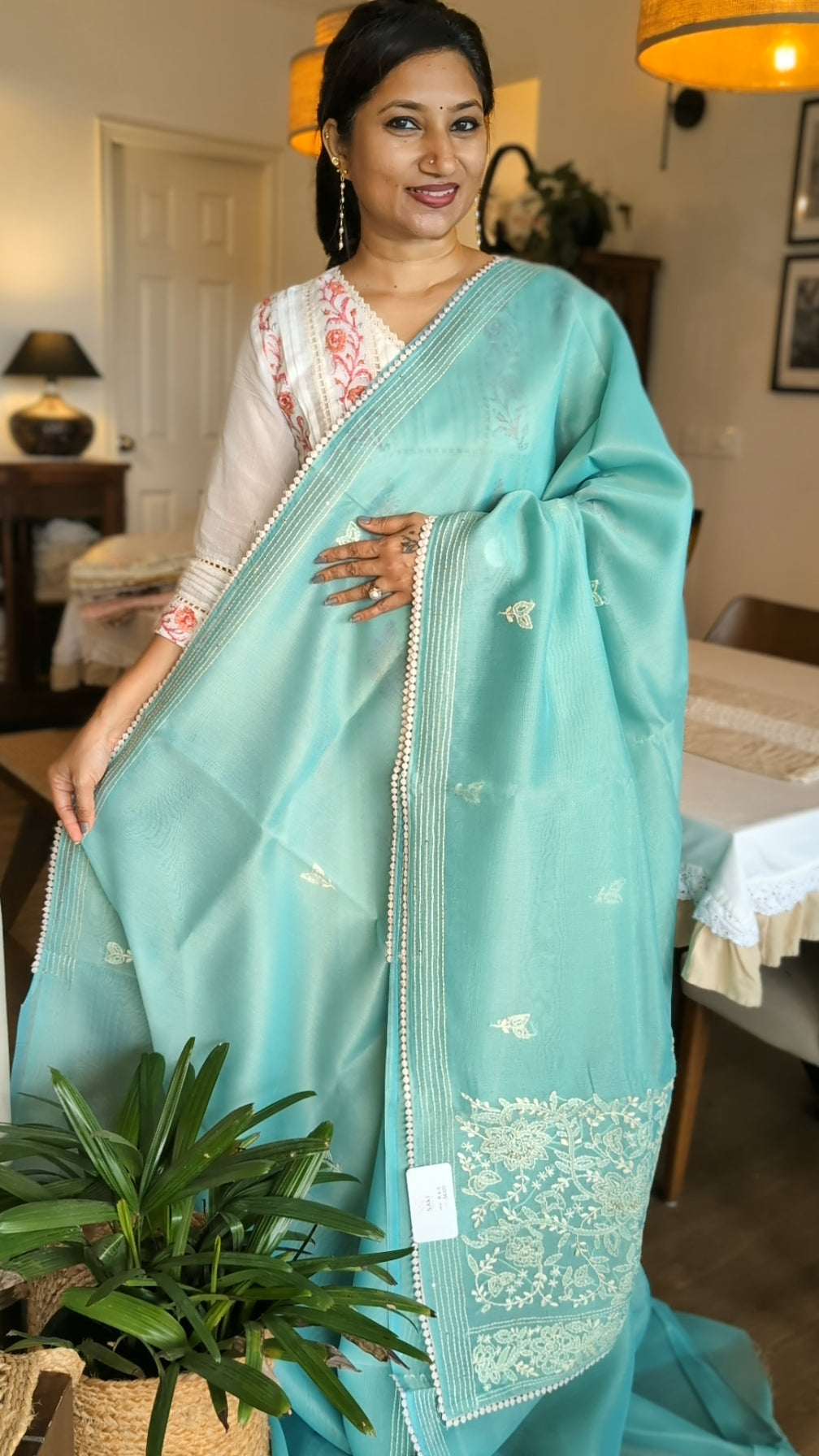 Tissue Chanderi handwork saree