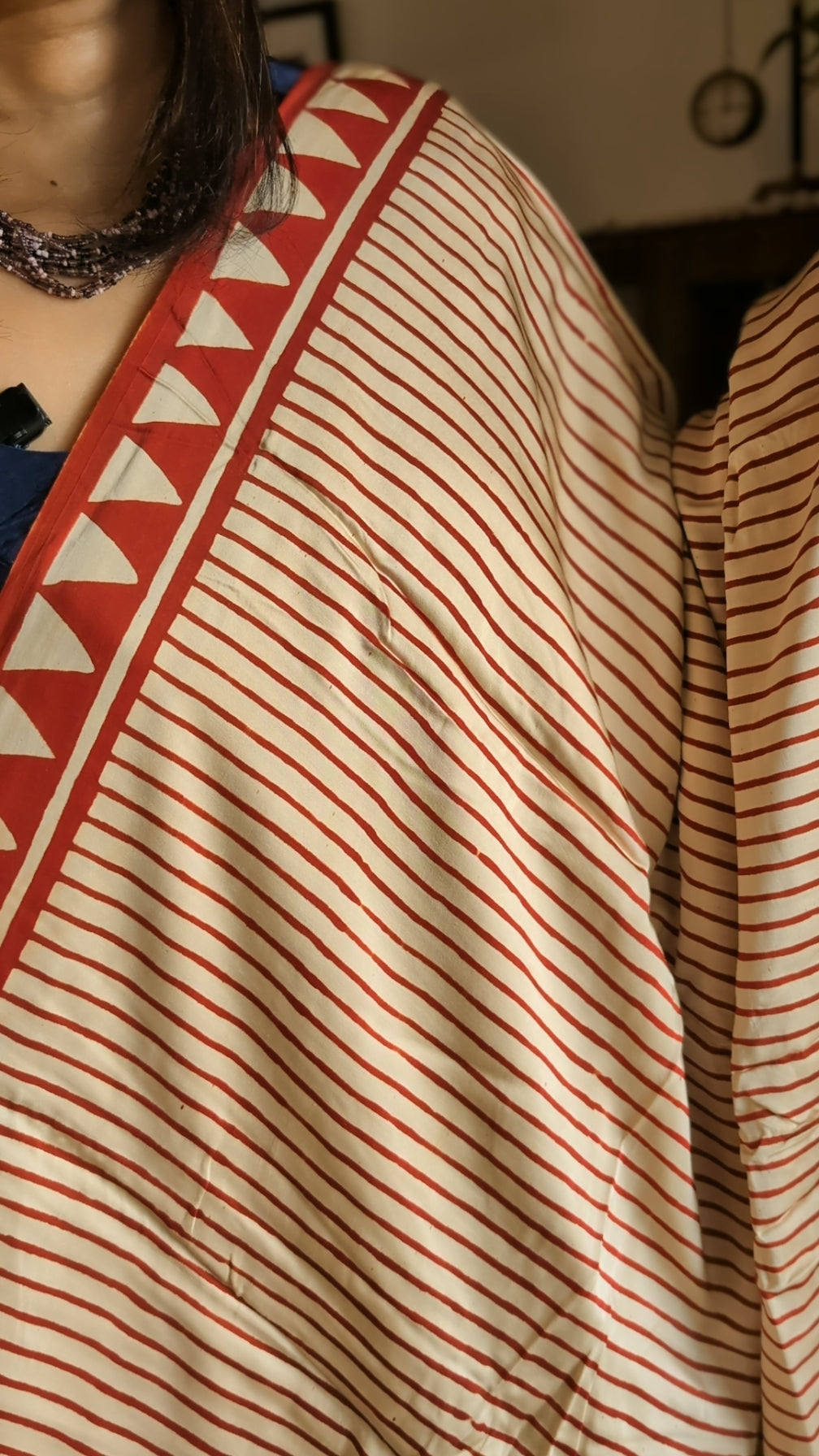 Modal silk classic stripe printed saree