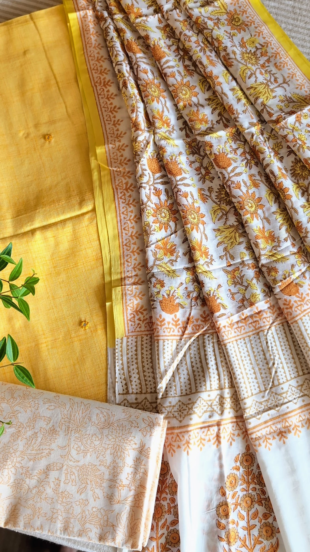 Cotton top with printed dupatta