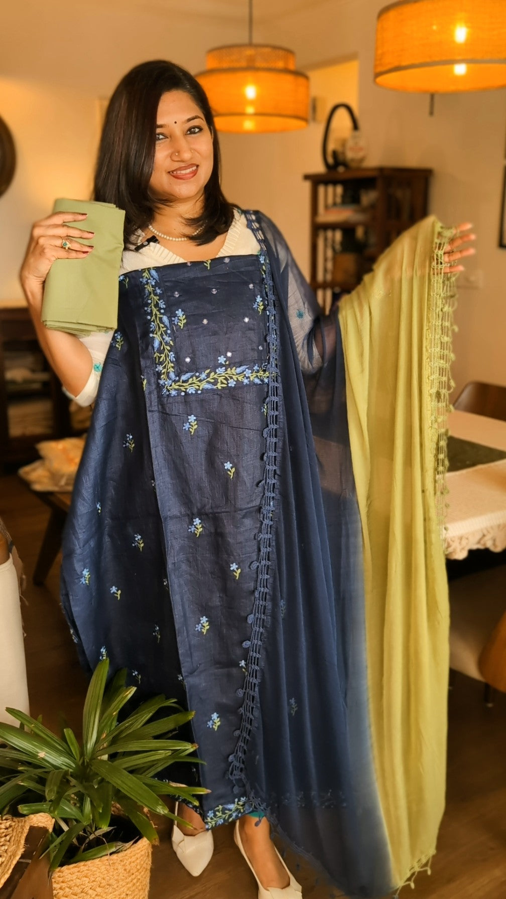Cotton linen blend thread work set