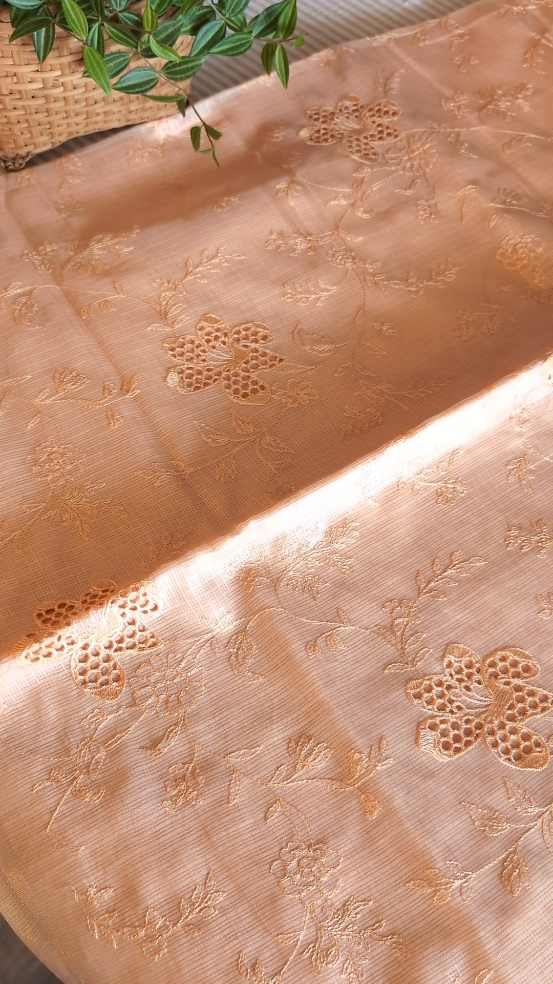 Kota silk cutwork & threadwork saree