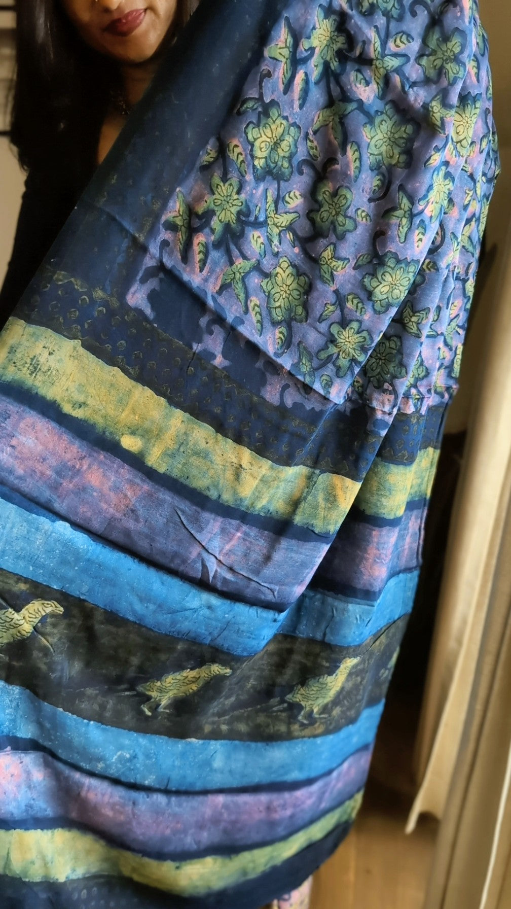 Modal silk pomegranate printed saree