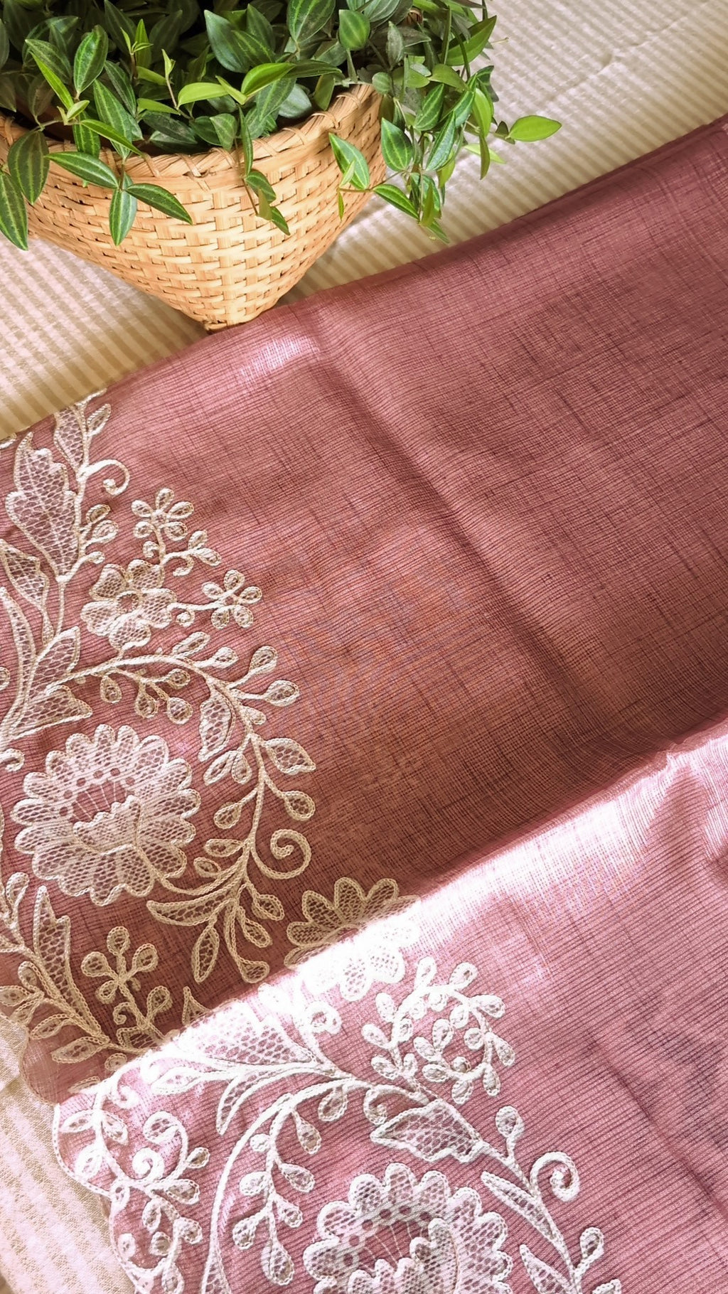 Silky kota embroidery saree