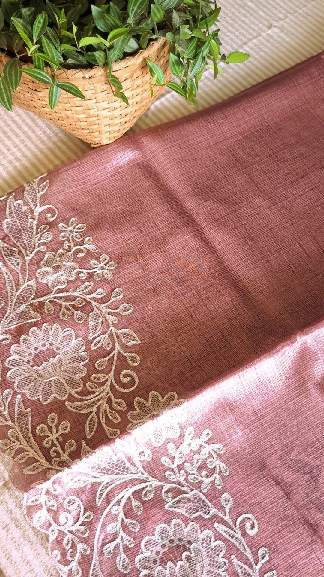 Silky kota embroidery saree