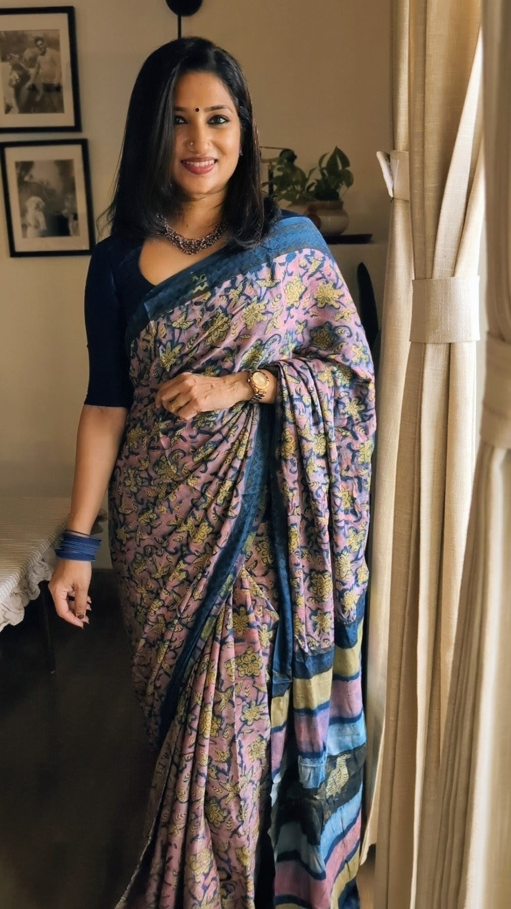 Modal silk pomegranate peel printed saree