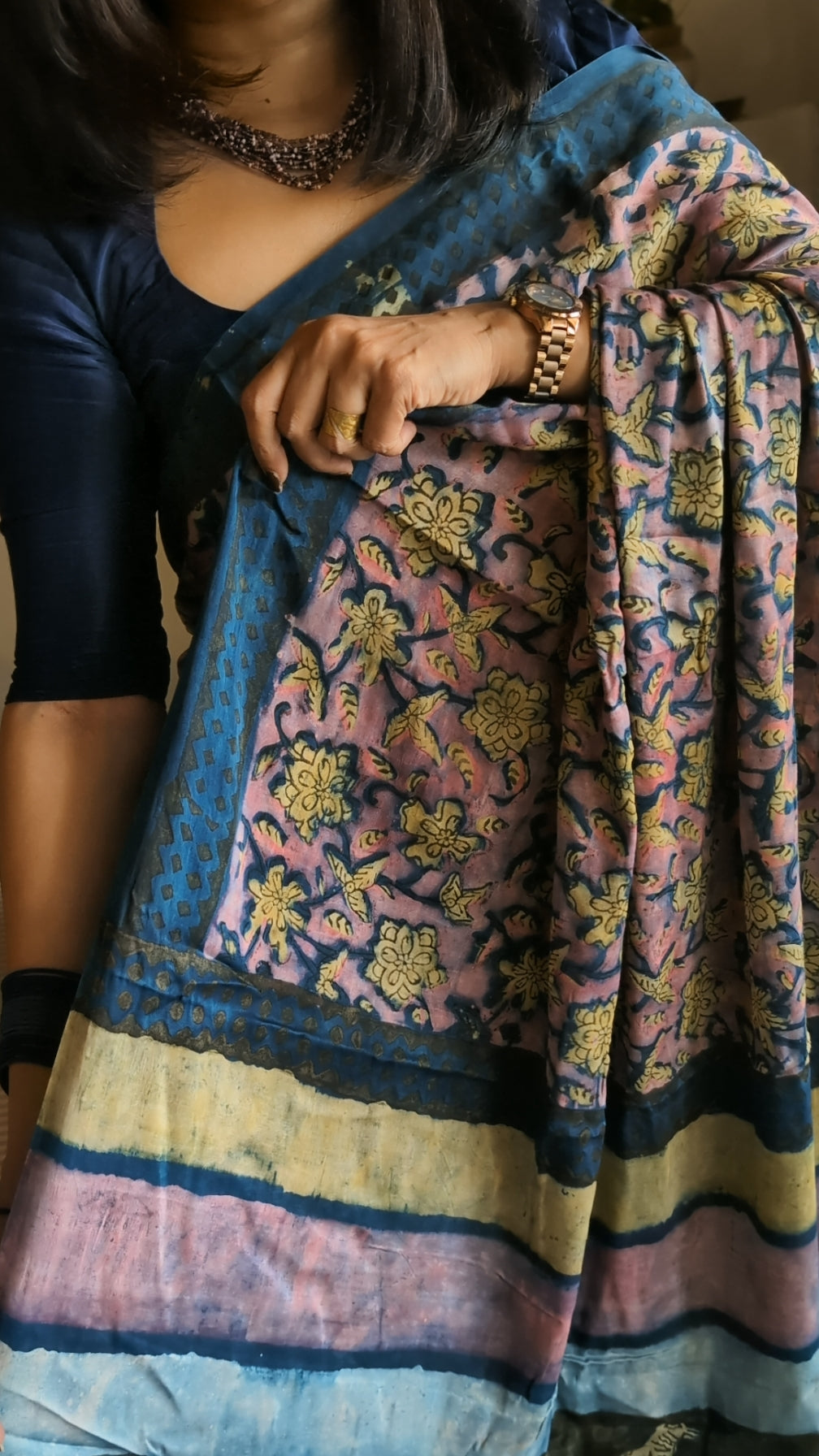 Modal silk pomegranate peel printed saree