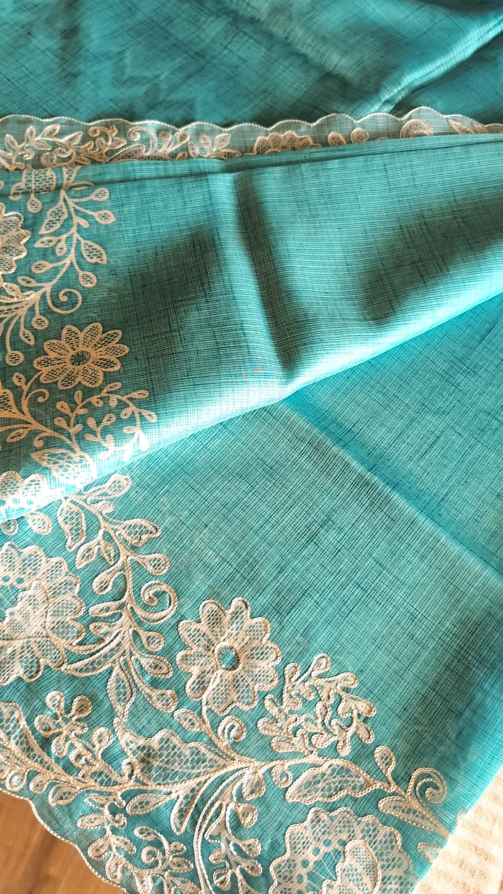Silky kota saree with embroidery