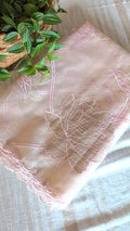 Organza applique work saree