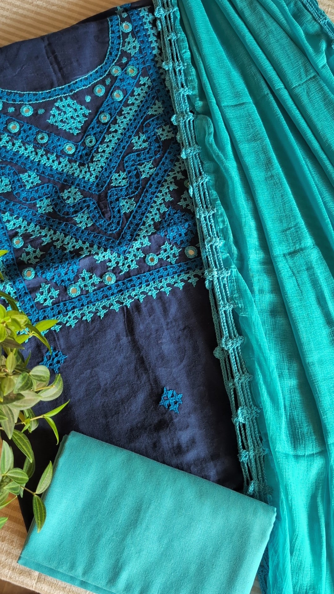 Kutch work cotton set