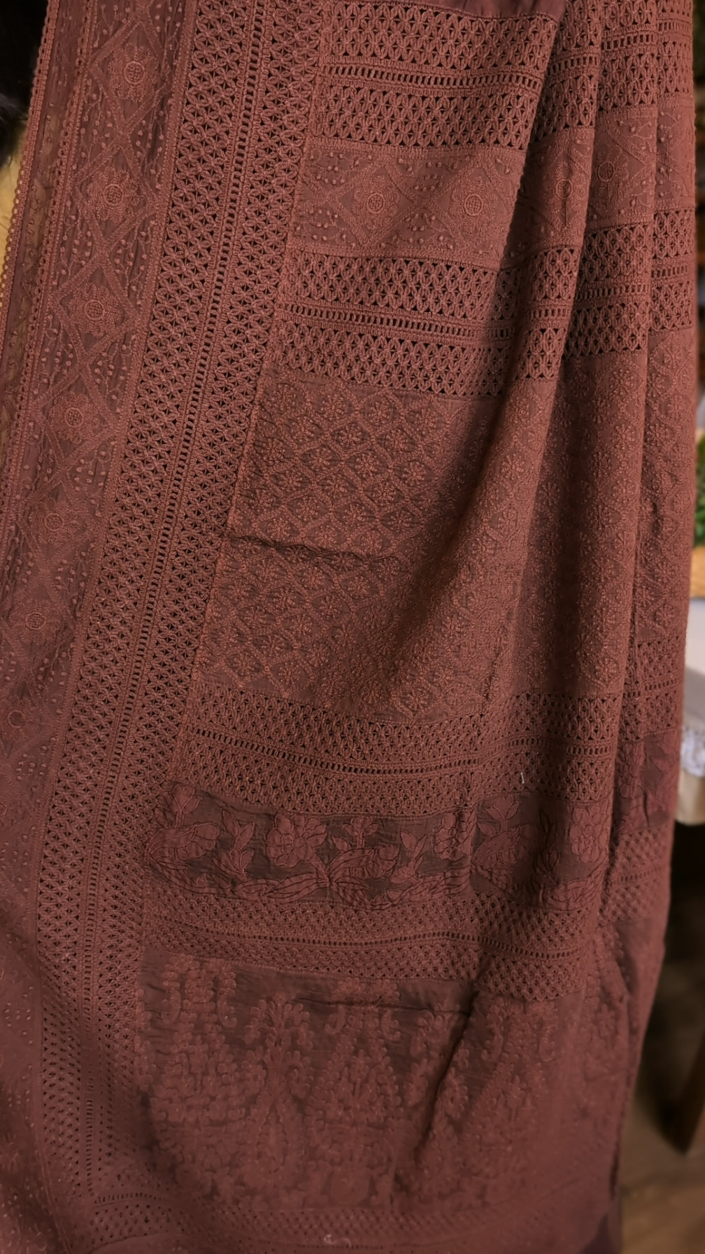 Jacquard woven chikkankari saree