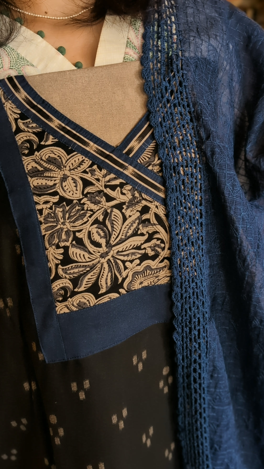 Ikkat cotton kalamkari  set