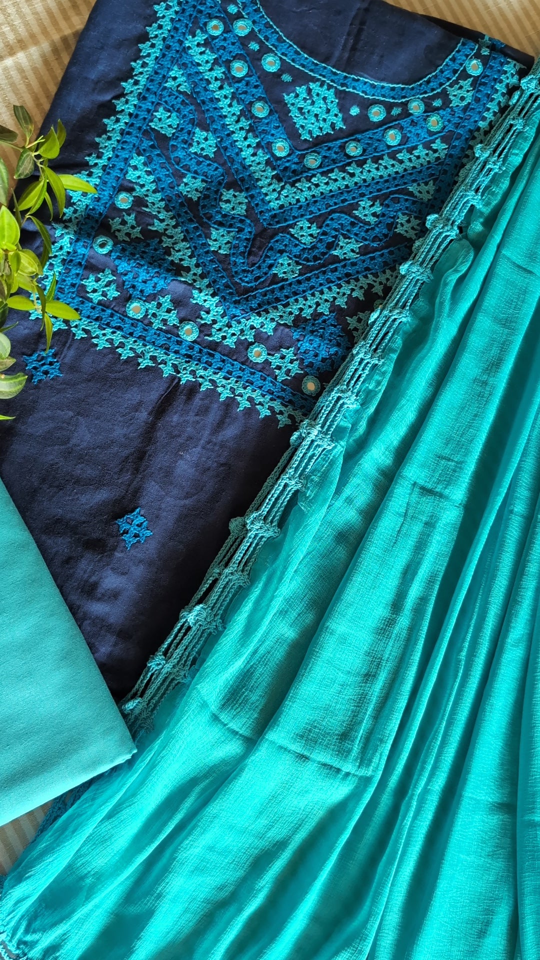 Kutch work cotton set