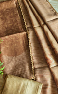 Slub linen Almond brown digital print set