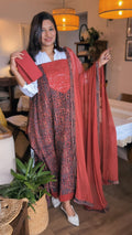 Cotton printed hand work yoke set